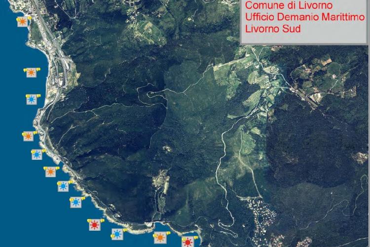 Mappa delle spiagge demaniali Livorno sud