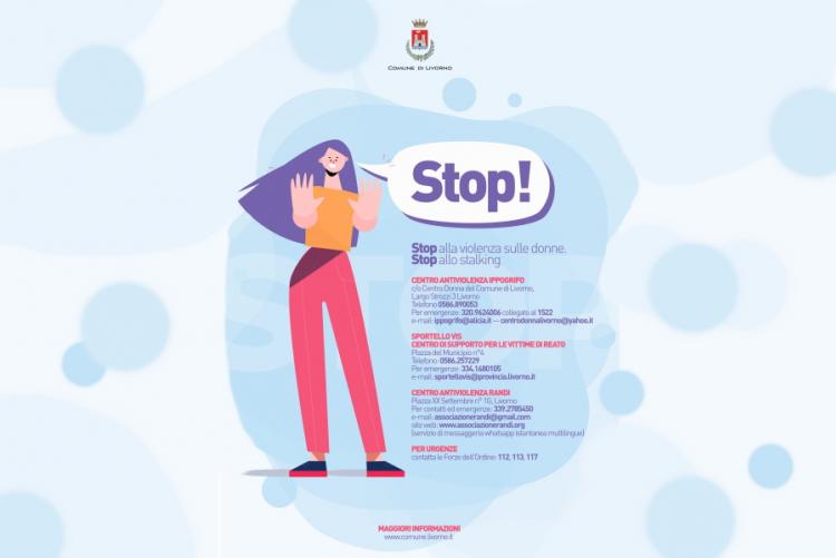 materiale campagna informativa del Comune di Livorno contro la violenza sulle donne