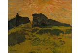 M. Puccini, Sul ponte al tramonto, olio su tavola, 36x43 cm., collezione privata