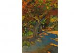 M. Puccini, Strada nel bosco, olio su tavola, 35,5x24,2 cm., collezione privata